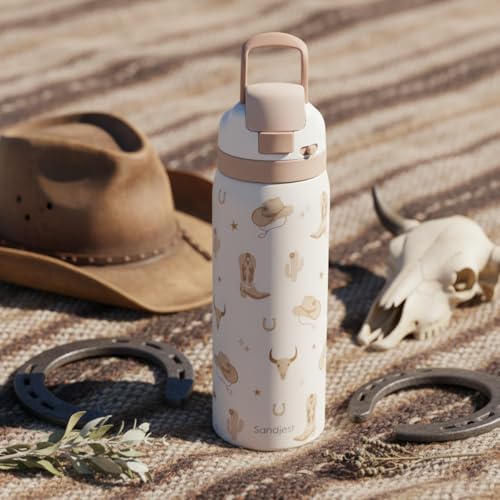 Cowgirl Insulated Stainless Steel Water Bottle with Straw for Sports and Travel