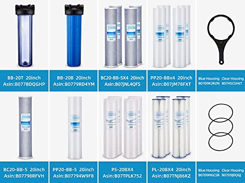 20 Inch Whole House Carbon Block Water Filters (4 Count)