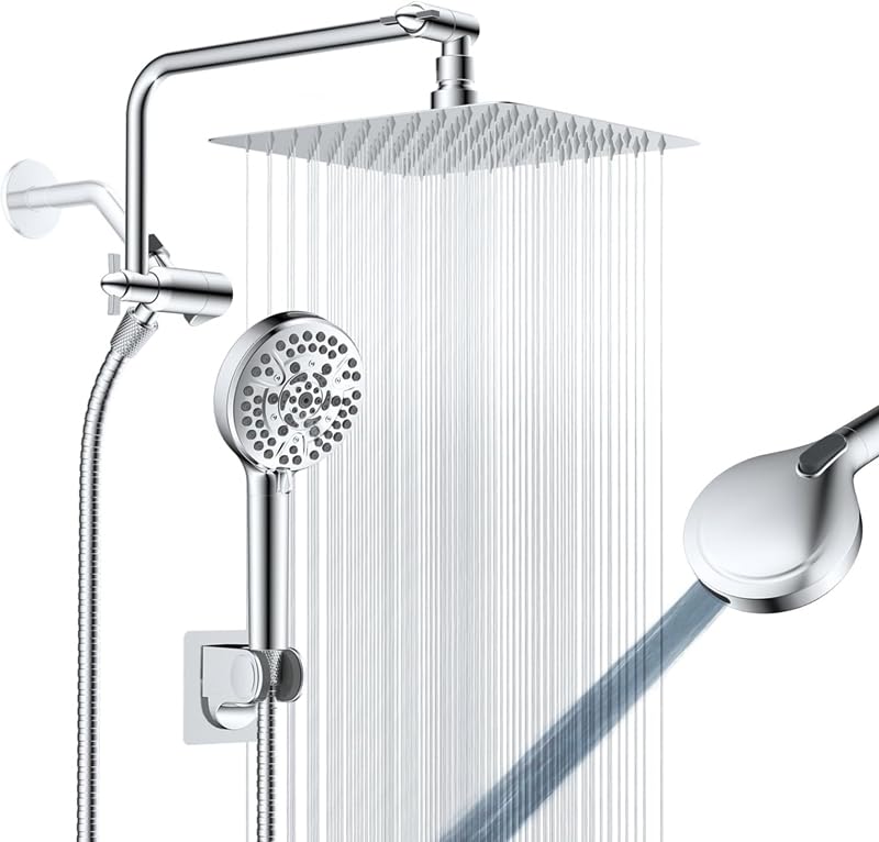 8" Metal Rainfall Shower Head with 10