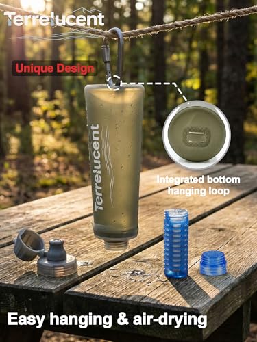Collapsible Water Filter Bottle with Carabiner