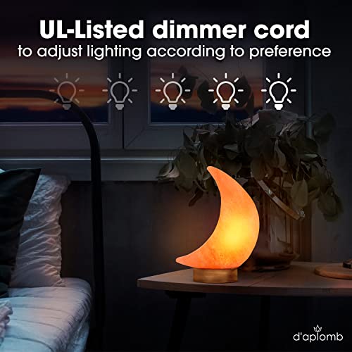 100% Authentic Natural Himalayan Salt Lamp;Hand Carved Moon Pink