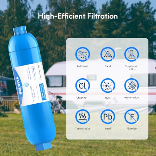 RV Inline Water Filter with 90 Degree Elbow and Flexible Hose (3 Count)