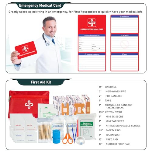 Survival Kit 262Pcs Survival Gear and Supplies with First Aid Kit Pouch and Crossbody Bag
