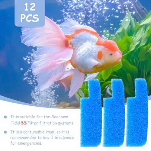 12 Pack Replacement Filter Sponge Foam for Seachem Tidal 55 Filter (12 Count)