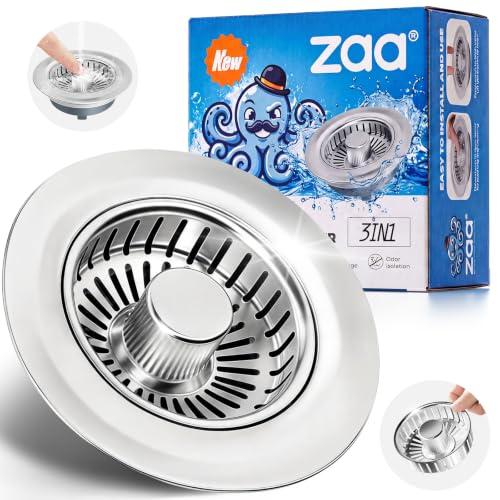 3 in 1 Kitchen Sink Drain Strainer Stopper Removable Basket Pop