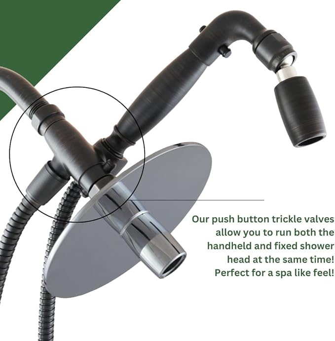 High Sierra® - Solid Lead-Free Metal 4-Way Combo with GEN 3 REFLECTIONS™ Fixed and Handheld Shower Head with Hose. Run Separately or Both at Full Flow - 1.5 GPM per Shower Head - Oil Rubbed Bronze