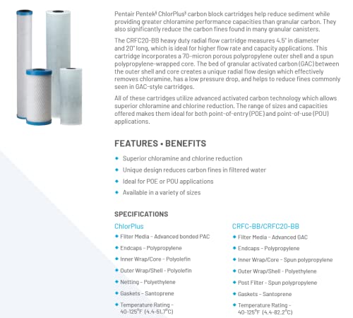 Pentair Pentek ChlorPlus 20BB Big Blue Carbon Water Filter