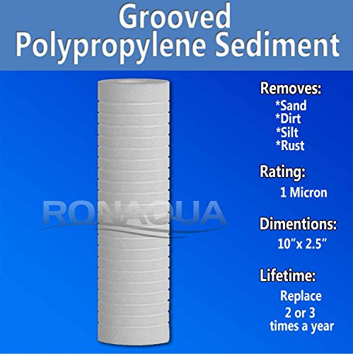 6 Grooved 1 Micron Sediment Water Filter Cartridges 10"x 2.5"