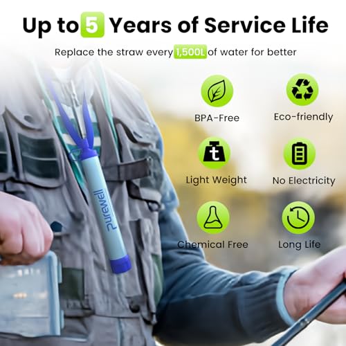 Outdoor Water Filter Personal Water Filtration Straw Emergency Survival Gear Water Purifier for Camping Hiking Climbing Backpacking