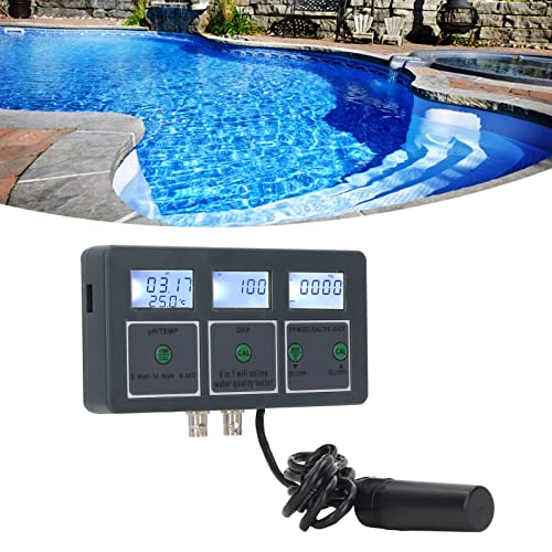 8 in 1 Water Quality Monitor S.G EC Salt ORP CF Temp Multi Parameter Wall Mount Water Quality Tester for Aquarium Hydroponics Laboratories