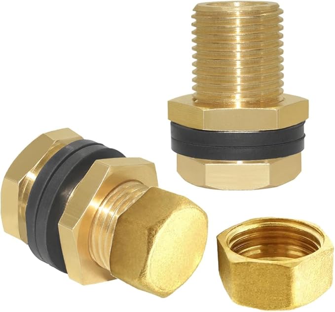 Joywayus 2Set Brass Male Bulkhead Kit Include 1/8