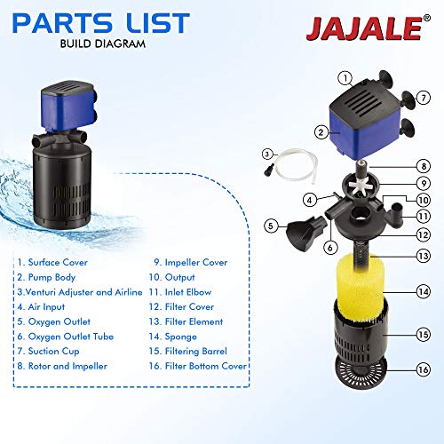 210 GPH Internal Filter Submersible Pump