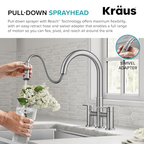 Oletto Bridge Kitchen Faucet with Pull