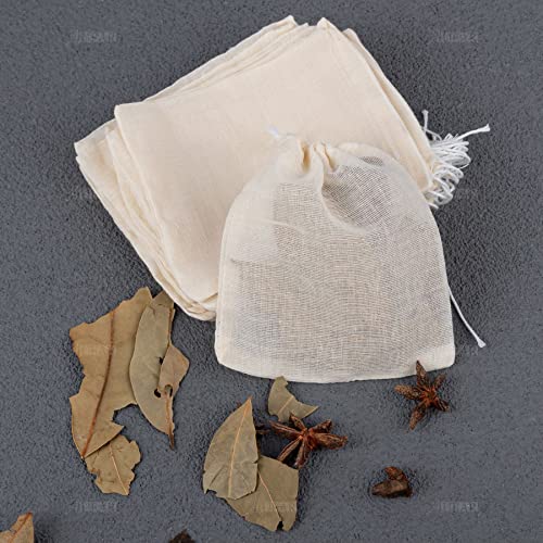 40 Pack Reusable Drawstring Cotton Soup Bags Spice Tea Filter Coffee Brew Herb Muslin Cheesecloth for Straining (40 Count)