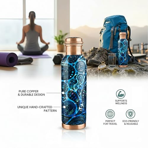 Pure Printed Copper Water Bottle 32 oz