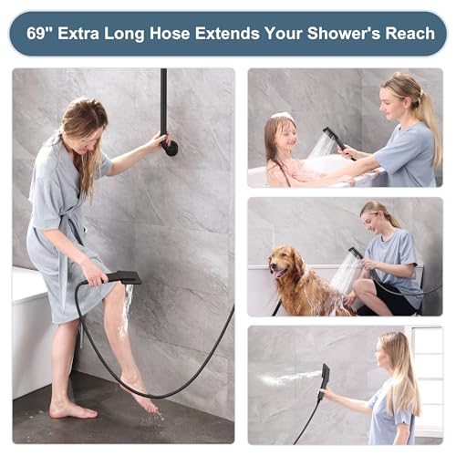 High Pressure Rain Shower Head Combo with Double Extension Arm
