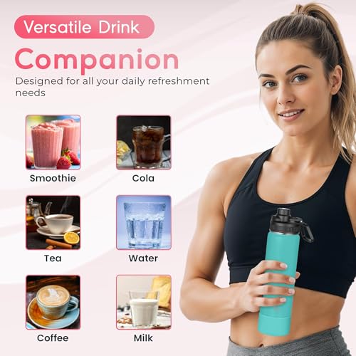 Y TOP 24 oz Insulated Water Bottle Leak Proof Spout Lid Fits in Car Cup Holder