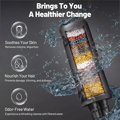 Dual Filtered Rainfall Handheld Showerhead Spray Combo with 7 Modes