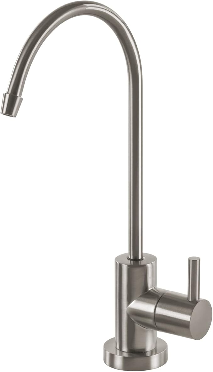 Express Water Modern Water Filter Faucet – Brushed Nickel Coke-Shaped Faucet – 100% Lead-Free Drinking Water Faucet – Compatible with Reverse Osmosis Water Filtration Systems