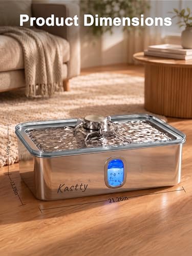 17L 4.5Gal Large Dog Water Fountain Stainless Steel for Multi