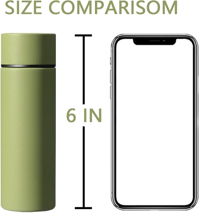 5 oz Mini Thermos Cute Water Bottle - Insulated Stainless Steel Bottle - Keeps Cold for 12 hours, Hot for 6 hours - Green