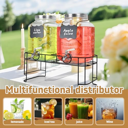 Gallon Glass Drink Dispensers For Parties 2PACK.1.5Gallon Beverage Dispenser (2 Count)