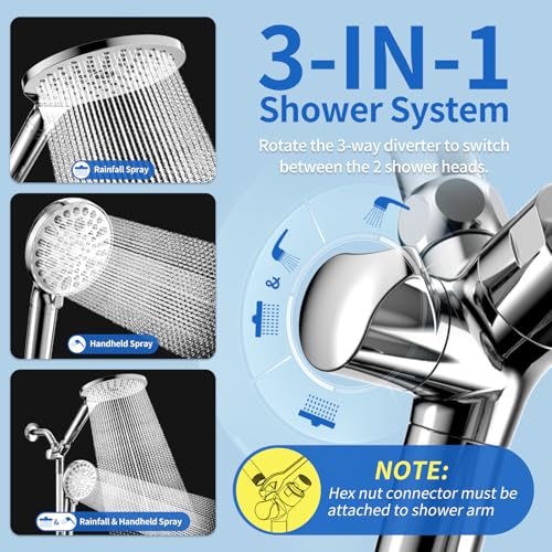 Dual Filtered Shower Heads with Handheld Spray Chrome