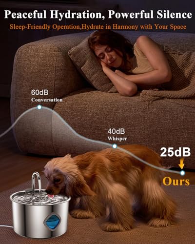 Cat Water Fountain Stainless Steel with 12 Filters Kit [3.2L