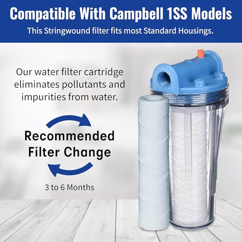5 Micron Sediment Water Filter Cartridges Compatible with Campbell 1SS Models