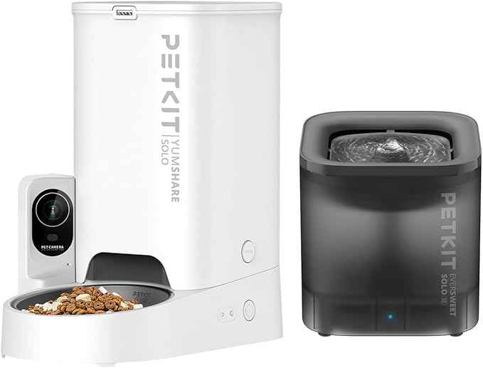 PETKIT Automatic Cat Dog Feeder with 1080P HD Camera+1.85L Wireless Pump Pet Water Fountain Dispenser, 2.4GHz Wifi and 2-Way Audio Pet Feeder Food Dispenser, App Control/Wide Angle/Night Vision Feeder