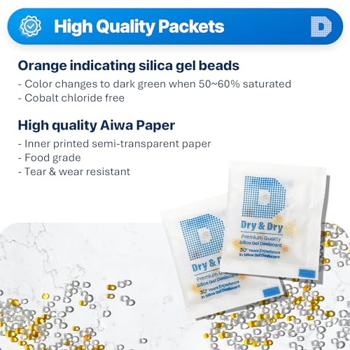 3 Gram [200 Packets] Orange Indicating Silica Gel Packets Desiccants Silica Packets