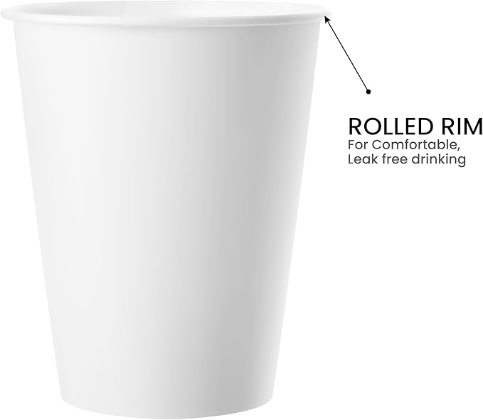 12 oz[1000 Count] White Coffee Cups - Disposable Paper Cups for Hot and Cold Beverages - Water, Juice, or Tea, Compostable and Travel-Friendly For Home, Store and Café