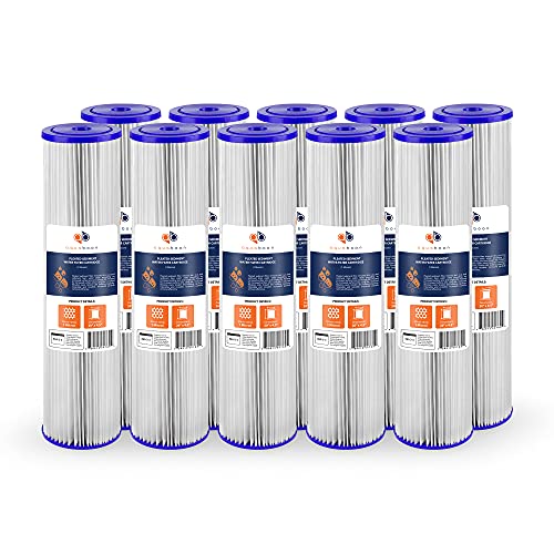 1 Micron Whole House Pleated Sediment Water Filter Cartridge 20x4.5 Well Filter Replacement Compatible with ECP5 (10 Count)