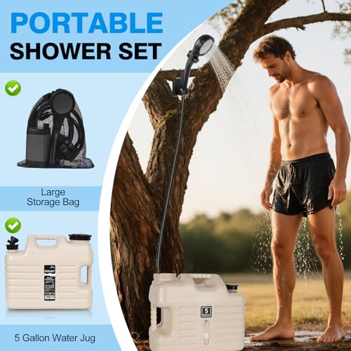 Portable Camping Shower with 5 Gallon Water Jug