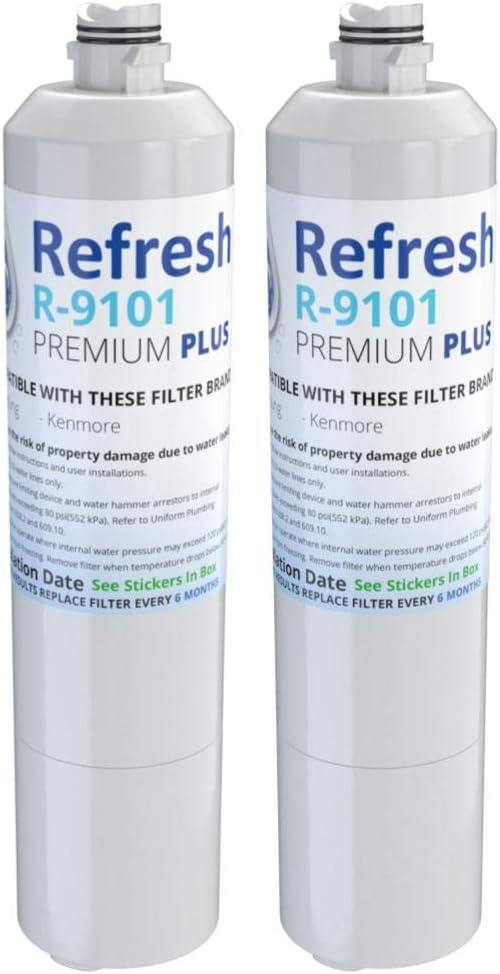 Refresh NSF-53 Premium Replacement Refrigerator Water Filter Compatible with Samsung DA29-00020A, DA29-00020B, HAF-CIN/EXP, 46-9101 - Model R-9101Plus / R-9101Plus-S (2 Pack)