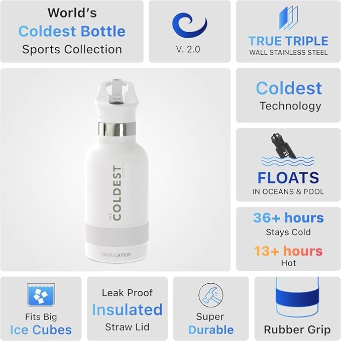 Coldest Insulated Water Bottle with Straw Lid - Stainless Steel Metal Insulated Bottle for Men & Women (Saturn's Moon Purple Glitter, 40 oz)