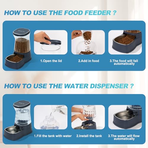 Automatic Dog Water Dispenser Gravity Stainless Steel Waterer & Food Feeder Set