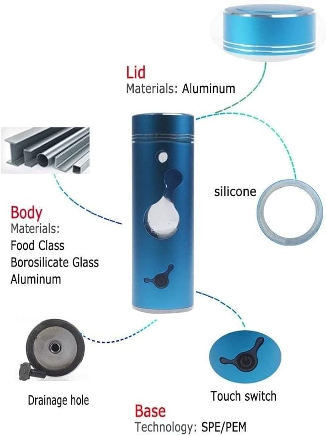 260Ml Hydrogen Water Ionizer Maker Alkaline Hydrogen Water Bottle Water Filter Purifier Keep Body Hydrated Rechargeable High Concentration Hydrogen Water Generator