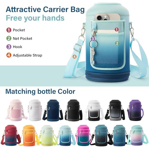 Insulated Water Bottle with Portable Carrier Bag for Outdoor 64 oz