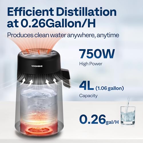 1.1 Gallon 4L 750W Water Distiller Countertop