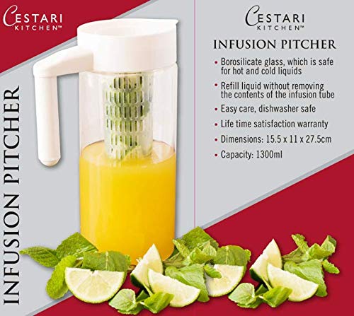 Premium Glass Water Pitcher with Fruit Infuser