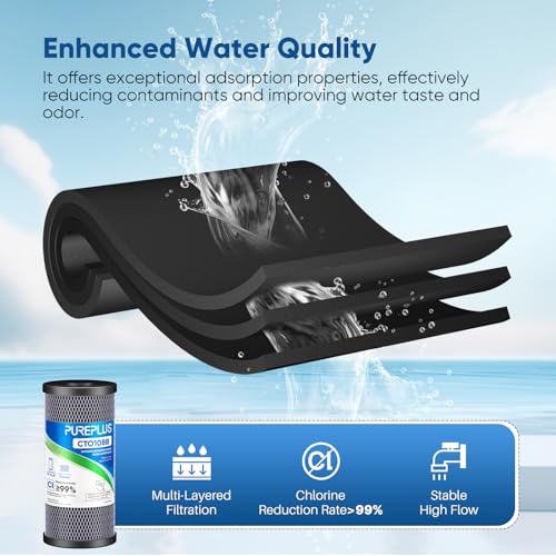 5 Micron 10" x 4.5" Whole House CTO Coconut Shell Activated Carbon Water Filter Replacement Cartridge for Dupont WFHDC8001 (2 Count)