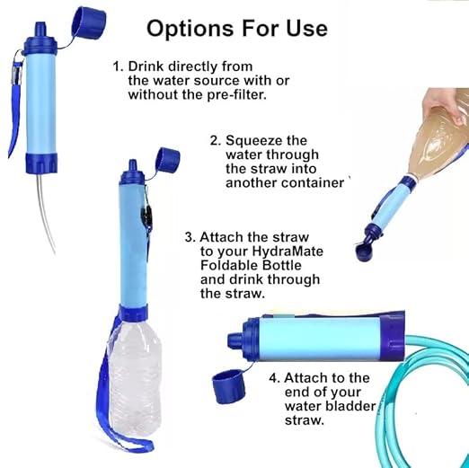 Galaxy Personal Portable Water Filter Straw Filtration Purifier for Hiking, Camping, Hunting, Travel, Outdoor Emergency Survival Detachable. (4 Packs)