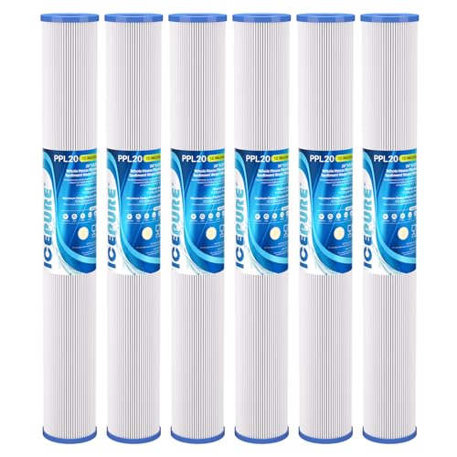 10 Micron 2.5" x 20" Whole House Pleated Sediment Water Filter Cartridge for Well Water (6 Count)