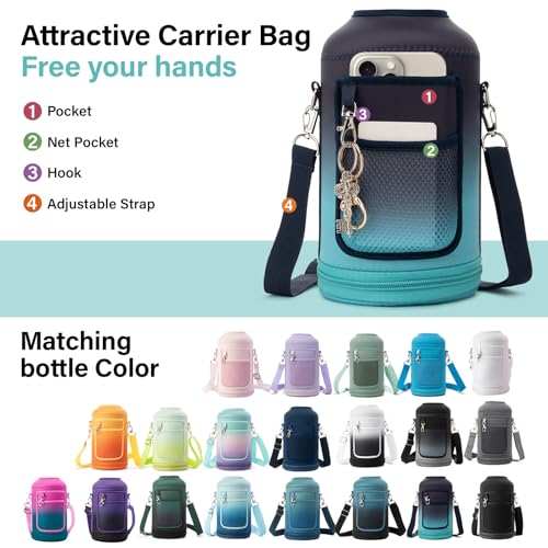 Insulated Water Bottle with Portable Carrier Bag for Outdoor 64 oz