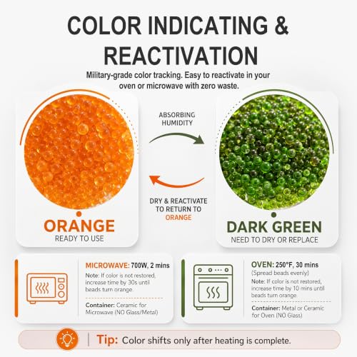 8 LBS) Orange Indicating Silica Gel Desiccant Beads