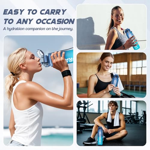 Water Bottle 32 oz Motivational Time Marker Tritan Bottle
