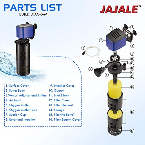 320 GPH Internal Filter Submersible Pump