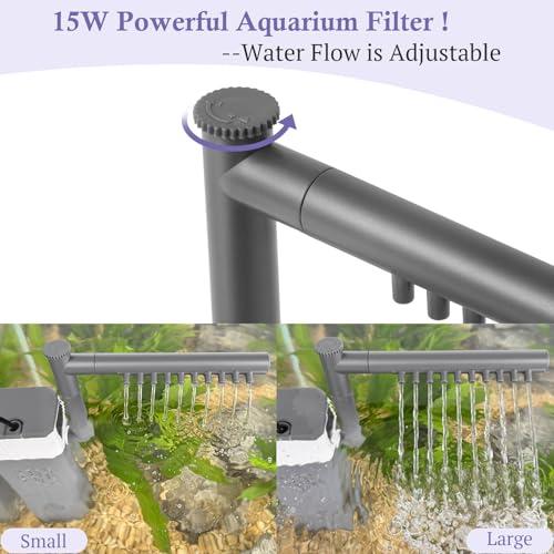 15W 210GPH Ultra Powerful Aquarium Filter for 25