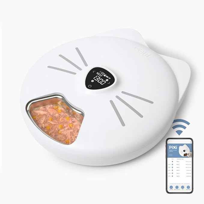 Catit PIXI 6-Meal Feeder Replacement Tray – Dishwasher Safe, Durable, Food-Grade Stainless Steel, Easy-Clean Design, Fits PIXI Smart 6-Meal Cat Feeder